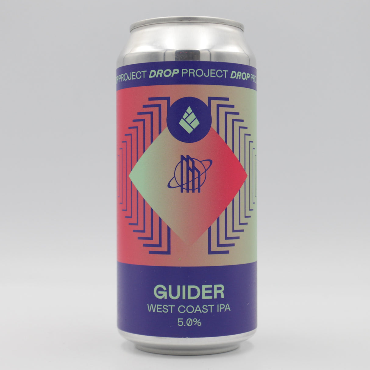 This is a can of Drop Project / Makemake - Guider - 5.7% (440ml). It is a IPA craft beer available to buy from Ghost Whale, voted London's best craft beer shop.