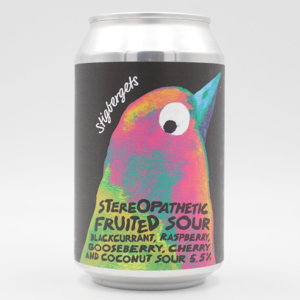 This is a can of Stigbergets - Stereopathic - 5.5% (330ml). It is a Sour craft beer available to buy from Ghost Whale, voted London's best craft beer shop.
