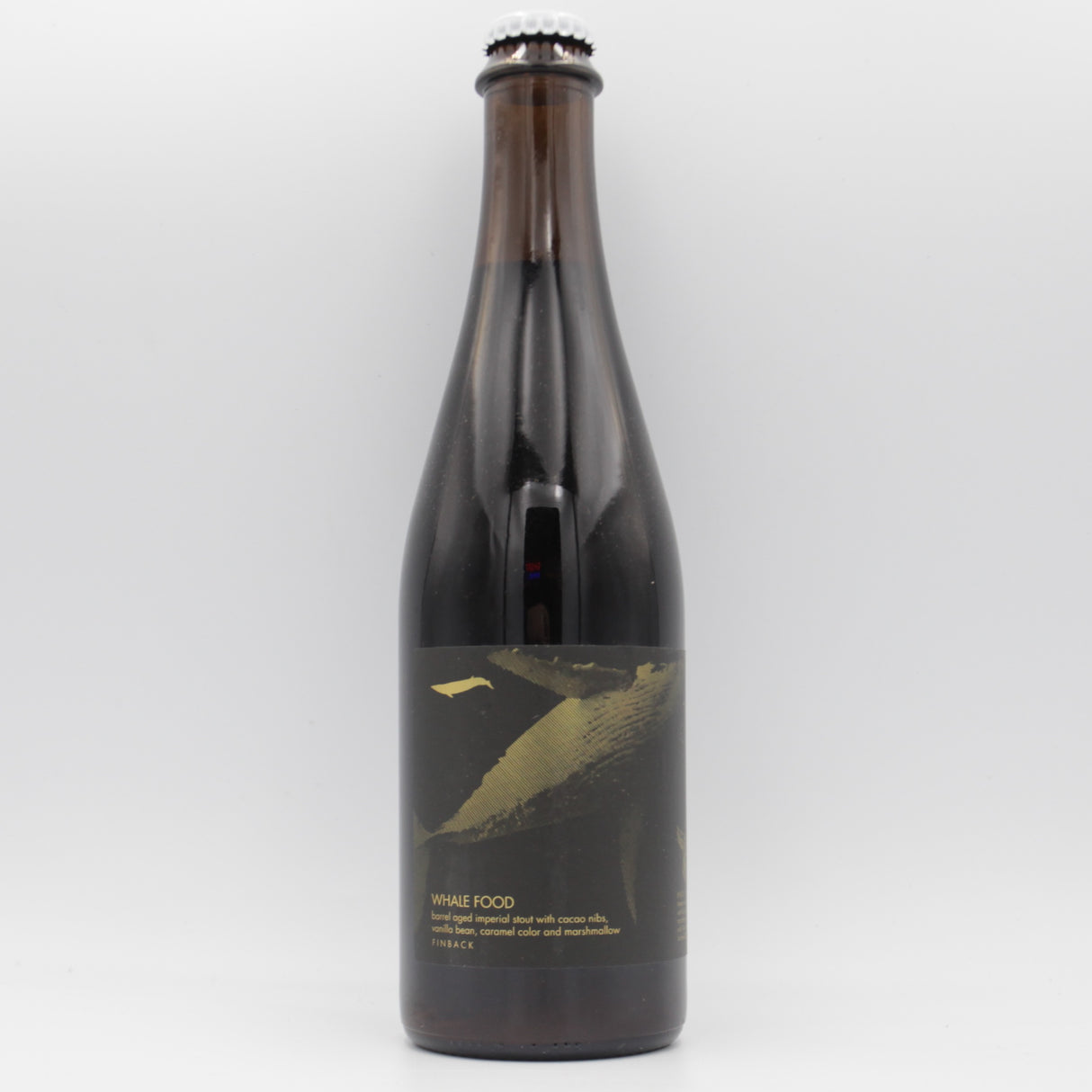 This is a bottle of Finback - Whale Food - 12.8% (500ml). It is a Imperial Stout / Porter craft beer available to buy from Ghost Whale, voted London's best craft beer shop.