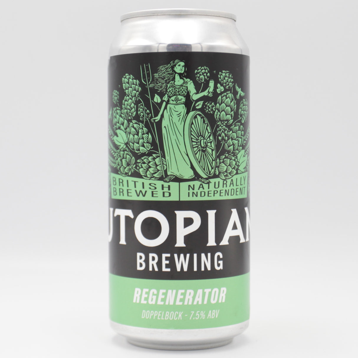 This is a can of Utopian - Regenerator - 7.5% (440ml). It is a Lager / Pilsner / Kölsch craft beer available to buy from Ghost Whale, voted London's best craft beer shop.