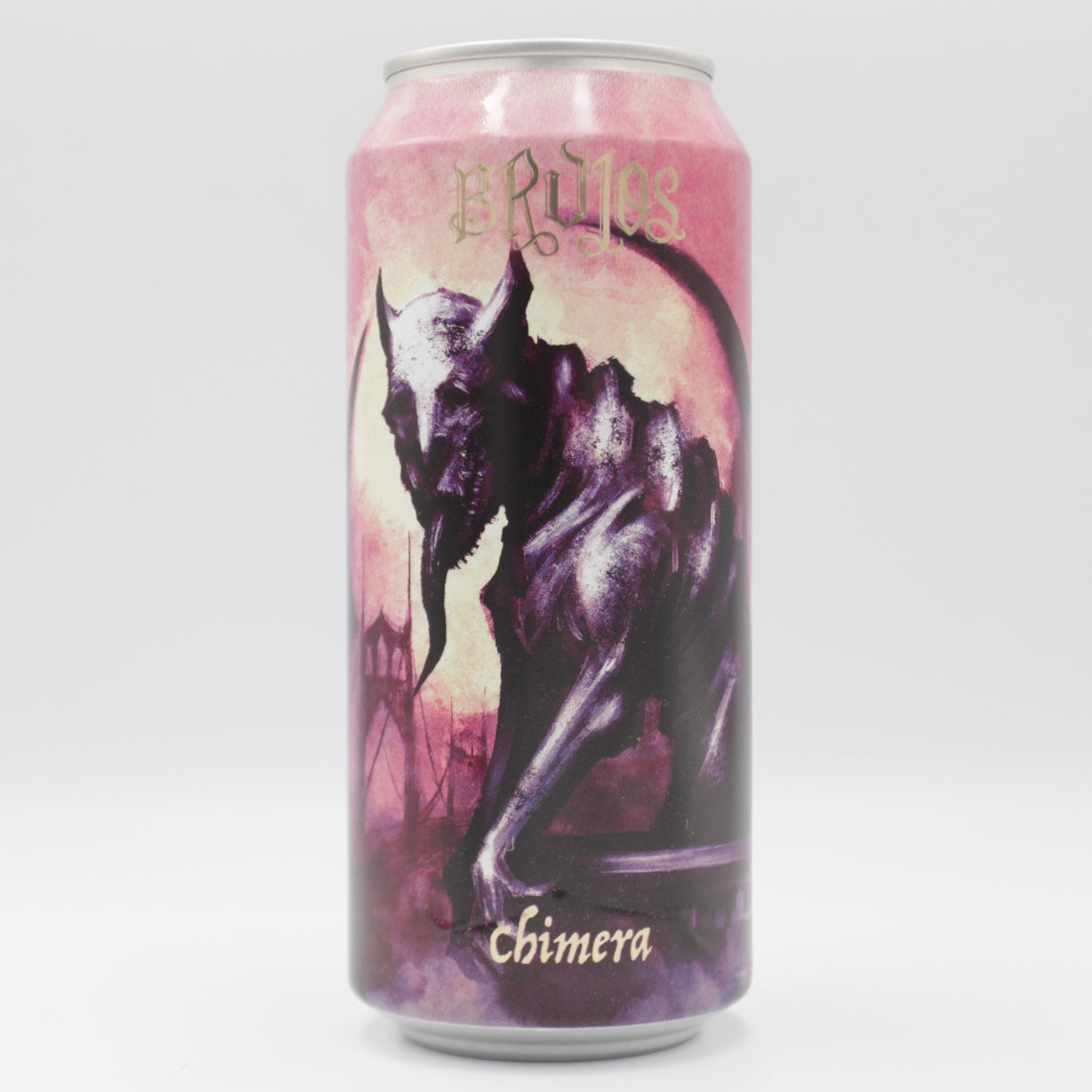 This is a can of Brujos - Chimera - 5.9% (473ml). It is a Pale Ale craft beer available to buy from Ghost Whale, voted London's best craft beer shop.