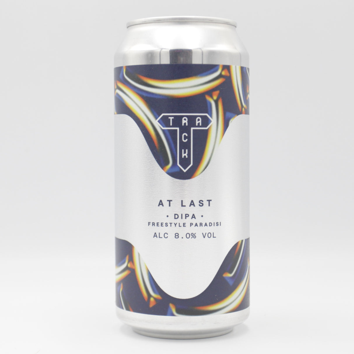 This is a can of Track - At Last - 8% (440ml). It is a Double IPA craft beer available to buy from Ghost Whale, voted London's best craft beer shop.