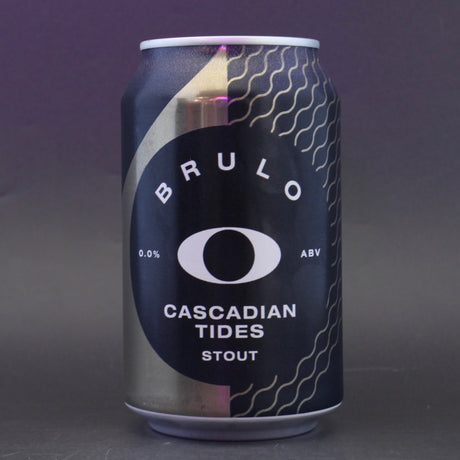 This is a can of Brulo - Cascadian Tides Stout - 0% (330ml). It is a Stout / Porter craft beer available to buy from Ghost Whale, voted London's best craft beer shop.