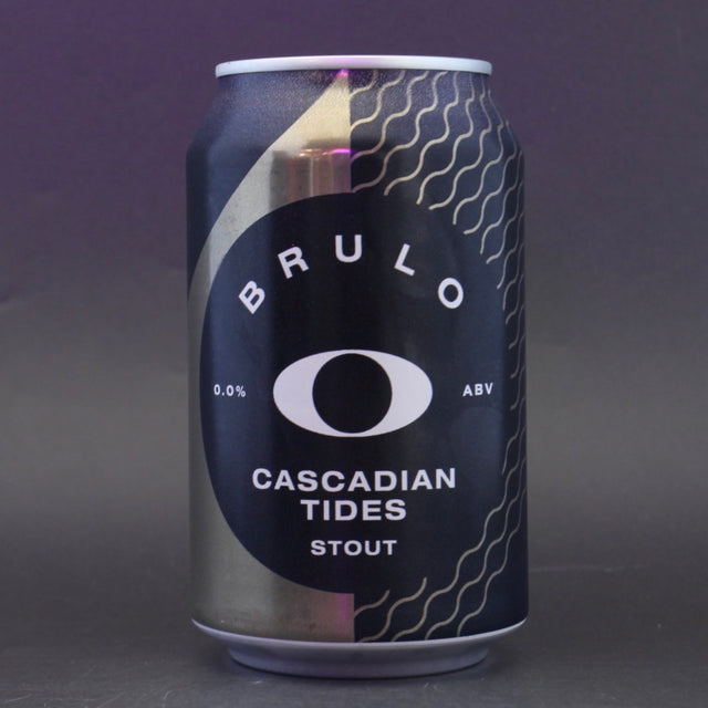 This is a can of Brulo - Cascadian Tides Stout - 0% (330ml). It is a Stout / Porter craft beer available to buy from Ghost Whale, voted London's best craft beer shop.