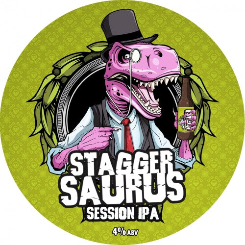 This is a crowler of CROWLER - Staggeringly Good - StaggerSaurus - 4% (500ml). It is a Session IPA craft beer available to buy from Ghost Whale, voted London's best craft beer shop.