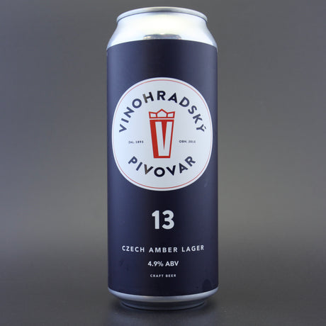 This is a can of Vinohradsky Pivovar - Jantarová 13 - 4.9% (500ml). It is a Lager / Pilsner / Kölsch craft beer available to buy from Ghost Whale, voted London's best craft beer shop.