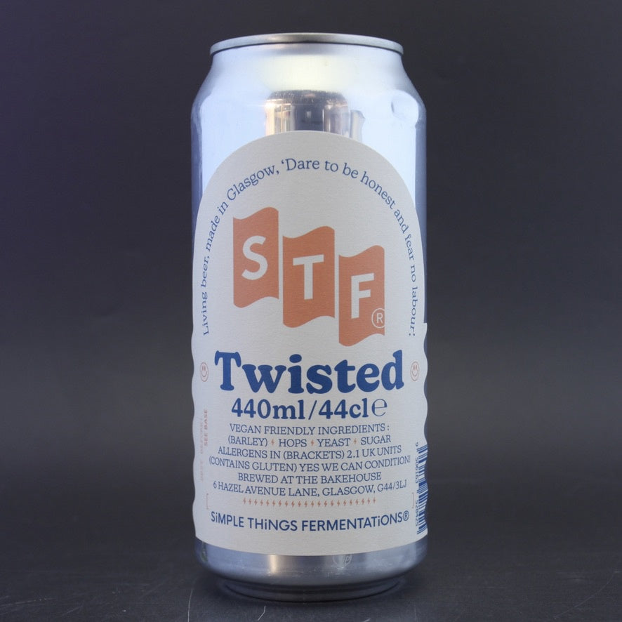 This is a can of Simple Things Fermentations - Twisted Pilsner - 4.8% (440ml). It is a Lager / Pilsner / Kölsch craft beer available to buy from Ghost Whale, voted London's best craft beer shop.