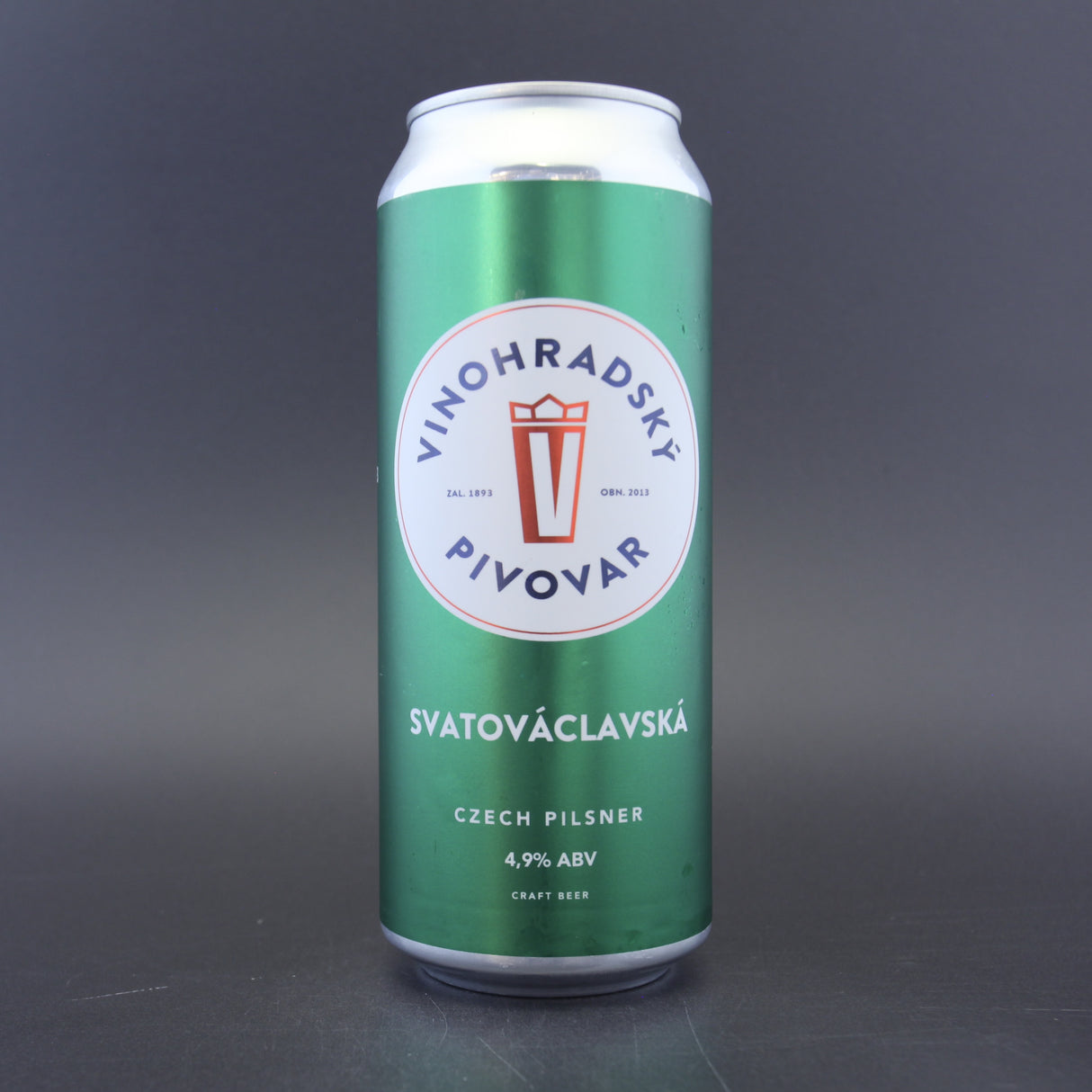 This is a can of Vinohradsky Pivovar - Svatováclavská - 4.9% (500ml). It is a Lager / Pilsner / Kölsch craft beer available to buy from Ghost Whale, voted London's best craft beer shop.