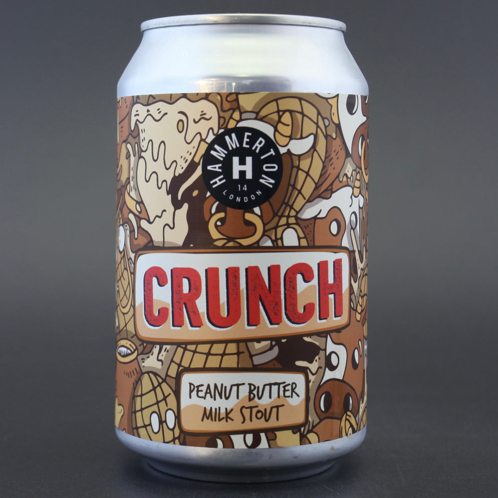 This is a can of Hammerton - Crunch - 5.4% (330ml). It is a Stout / Porter craft beer available to buy from Ghost Whale, voted London's best craft beer shop.