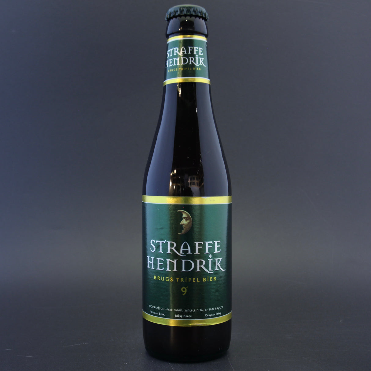 This is a bottle of Brouwerij De Halve Maan - Straffe Hendrik: Tripel - 9% (330ml). It is a Belgian Style craft beer available to buy from Ghost Whale, voted London's best craft beer shop.