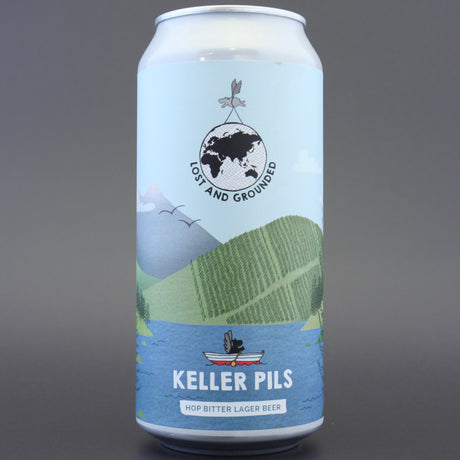 This is a can of Lost and Grounded - Keller Pils - 4.8% (440ml). It is a Lager / Pilsner / Kölsch craft beer available to buy from Ghost Whale, voted London's best craft beer shop.