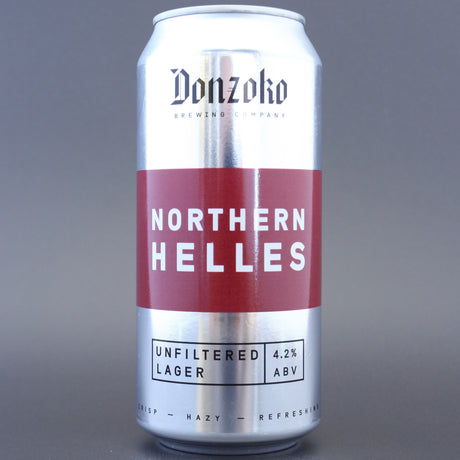 This is a can of Donzoko - Northern Helles - 4.2% (440ml). It is a Lager / Pilsner / Kölsch craft beer available to buy from Ghost Whale, voted London's best craft beer shop.