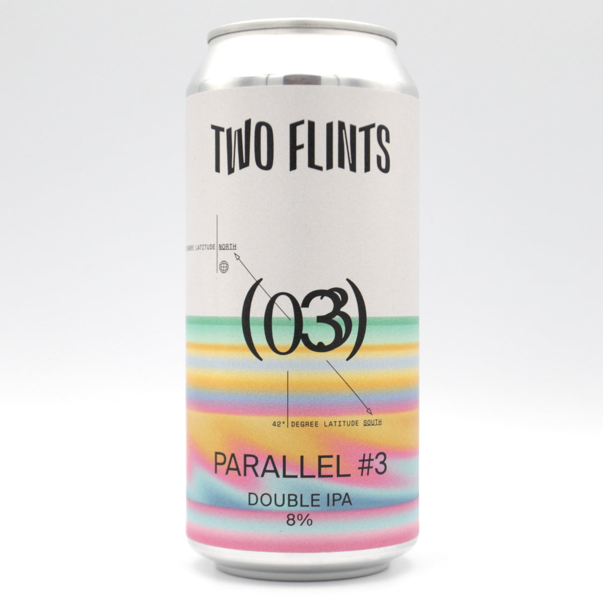 This is a can of Two Flints - Parallel #3 - 8% (440ml). It is a Double IPA craft beer available to buy from Ghost Whale, voted London's best craft beer shop.