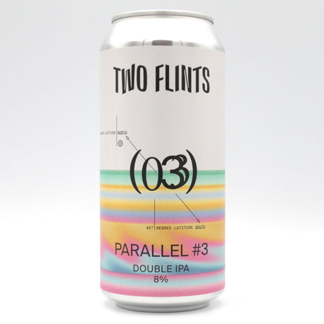 This is a can of Two Flints - Parallel #3 - 8% (440ml). It is a Double IPA craft beer available to buy from Ghost Whale, voted London's best craft beer shop.