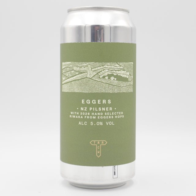 This is a can of Track - Eggers - 5% (440ml). It is a Lager / Pilsner / Kölsch craft beer available to buy from Ghost Whale, voted London's best craft beer shop.