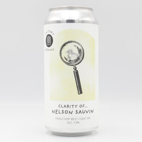 This is a can of Factory Brewing - Clarity Of Nelson Sauvin - 7.3% (440ml). It is a IPA craft beer available to buy from Ghost Whale, voted London's best craft beer shop.