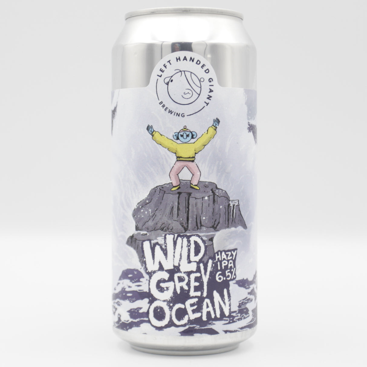 This is a can of Left Handed Giant - Wild Grey Ocean - 6.5% (440ml). It is a IPA craft beer available to buy from Ghost Whale, voted London's best craft beer shop.