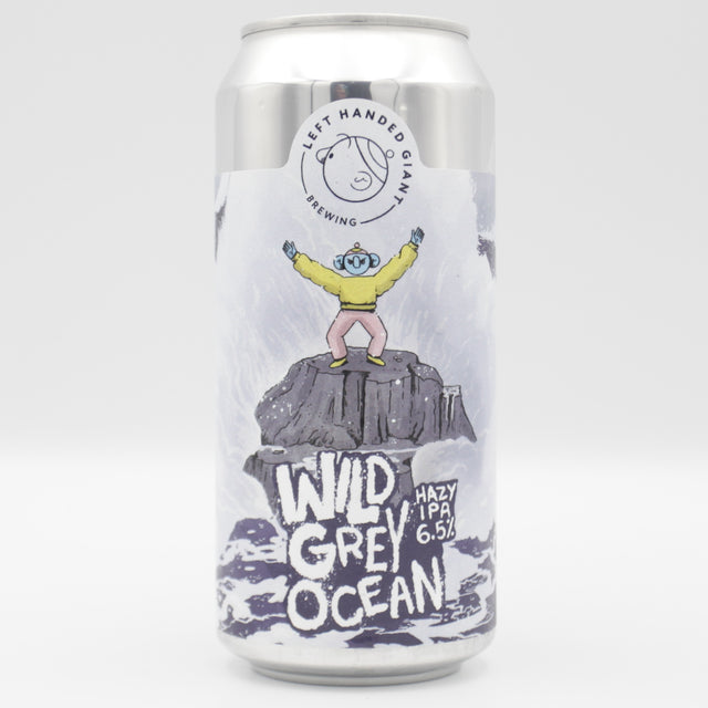 This is a can of Left Handed Giant - Wild Grey Ocean - 6.5% (440ml). It is a IPA craft beer available to buy from Ghost Whale, voted London's best craft beer shop.