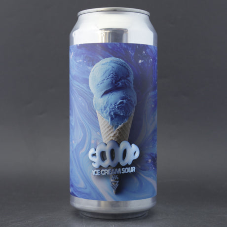 This is a can of Azvex - Scoop: Blue Raspberry Ice Cream Sour - 6% (440ml). It is a Sour craft beer available to buy from Ghost Whale, voted London's best craft beer shop.