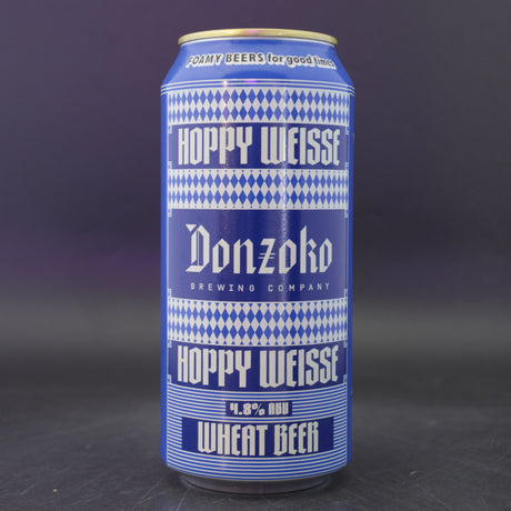 This is a can of Donzoko - Hoppy Weisse - 4.8% (440ml). It is a Wit / Wheat craft beer available to buy from Ghost Whale, voted London's best craft beer shop.