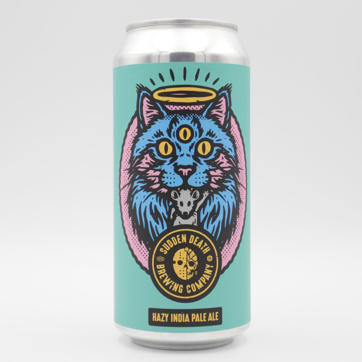 This is a can of Sudden Death - The Divine Jobless - 6.5% (440ml). It is a IPA craft beer available to buy from Ghost Whale, voted London's best craft beer shop.