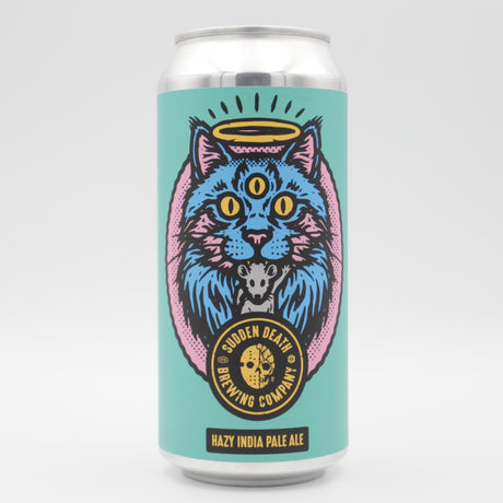 This is a can of Sudden Death - The Divine Jobless - 6.5% (440ml). It is a IPA craft beer available to buy from Ghost Whale, voted London's best craft beer shop.