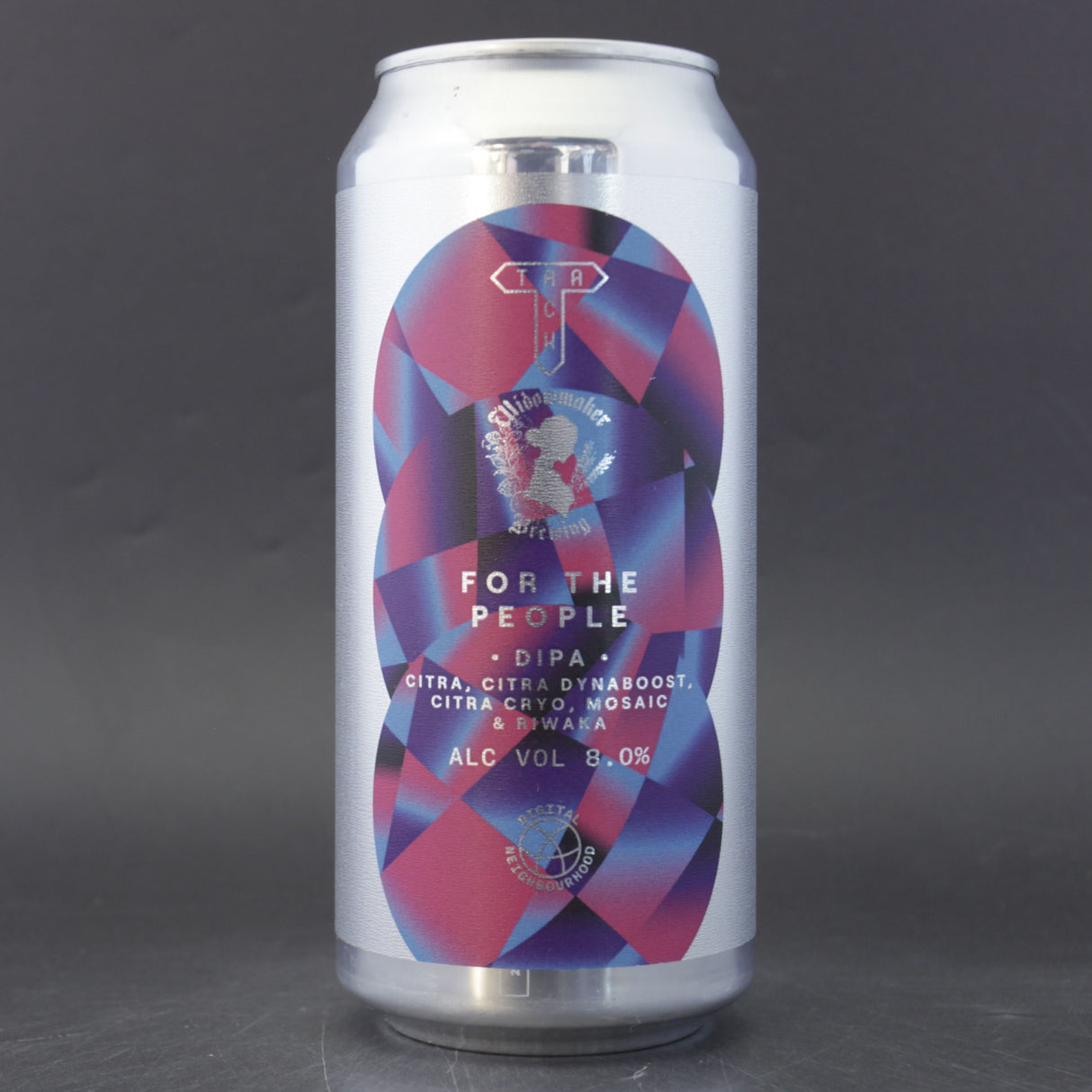 This is a can of Track / Widowmaker - For The People - 8% (440ml). It is a Double IPA craft beer available to buy from Ghost Whale, voted London's best craft beer shop.