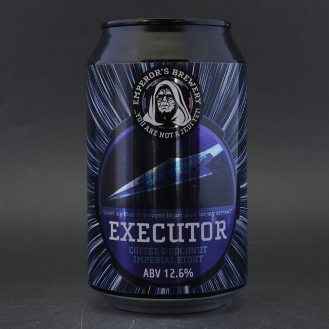 This is a can of Emperor's - Executor - 12.6% (330ml). It is a Imperial Stout / Porter craft beer available to buy from Ghost Whale, voted London's best craft beer shop.