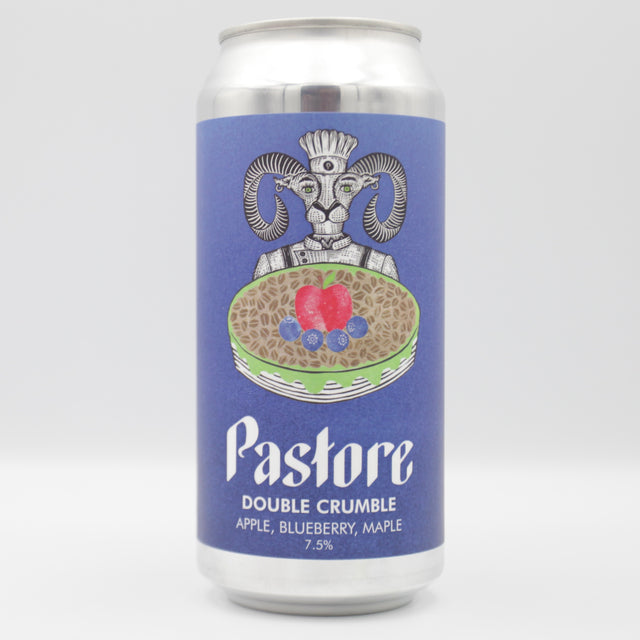 This is a can of Pastore - Double Crumble - 7.5% (440ml). It is a Sour craft beer available to buy from Ghost Whale, voted London's best craft beer shop.