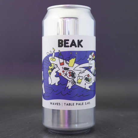 This is a can of Beak Brewery - Waves - 3.4% (440ml). It is a Pale Ale craft beer available to buy from Ghost Whale, voted London's best craft beer shop.