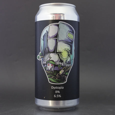 This is a can of Dark Element - Dystopia - 6.5% (440ml). It is a IPA craft beer available to buy from Ghost Whale, voted London's best craft beer shop.