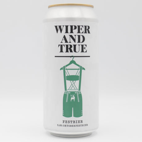 This is a can of Wiper And True - Festbier - 5.8% (440ml). It is a Lager / Pilsner / Kölsch craft beer available to buy from Ghost Whale, voted London's best craft beer shop.