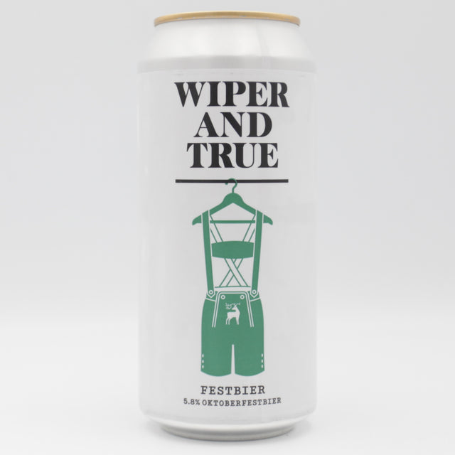 This is a can of Wiper And True - Festbier - 5.8% (440ml). It is a Lager / Pilsner / Kölsch craft beer available to buy from Ghost Whale, voted London's best craft beer shop.