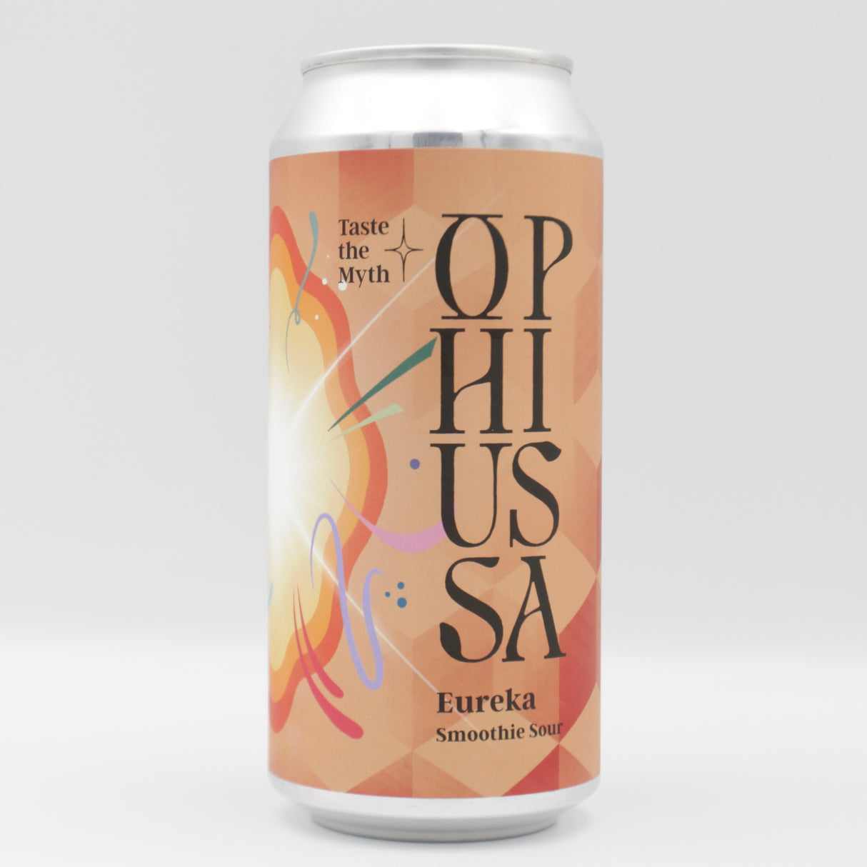 This is a can of Ophiussa - Eureka - 5% (440ml). It is a Sour craft beer available to buy from Ghost Whale, voted London's best craft beer shop.