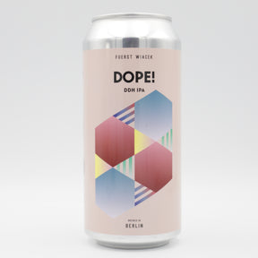 This is a can of Fuerst Wiacek / Finback - Dope! - 6.8% (440ml). It is a IPA craft beer available to buy from Ghost Whale, voted London's best craft beer shop.