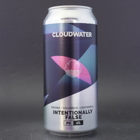 This is a can of Cloudwater - Intentionally False - 6% (440ml). It is a IPA craft beer available to buy from Ghost Whale, voted London's best craft beer shop.