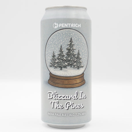 This is a can of Pentrich - Blizzard In The Pines - 7.2% (440ml). It is a IPA craft beer available to buy from Ghost Whale, voted London's best craft beer shop.
