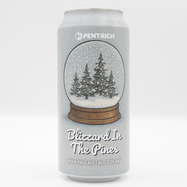 This is a can of Pentrich - Blizzard In The Pines - 7.2% (440ml). It is a IPA craft beer available to buy from Ghost Whale, voted London's best craft beer shop.
