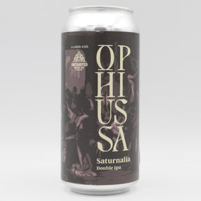This is a can of Ophiussa - Saturnalia - 8% (440ml). It is a Double IPA craft beer available to buy from Ghost Whale, voted London's best craft beer shop.