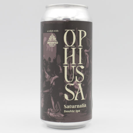 This is a can of Ophiussa - Saturnalia - 8% (440ml). It is a Double IPA craft beer available to buy from Ghost Whale, voted London's best craft beer shop.