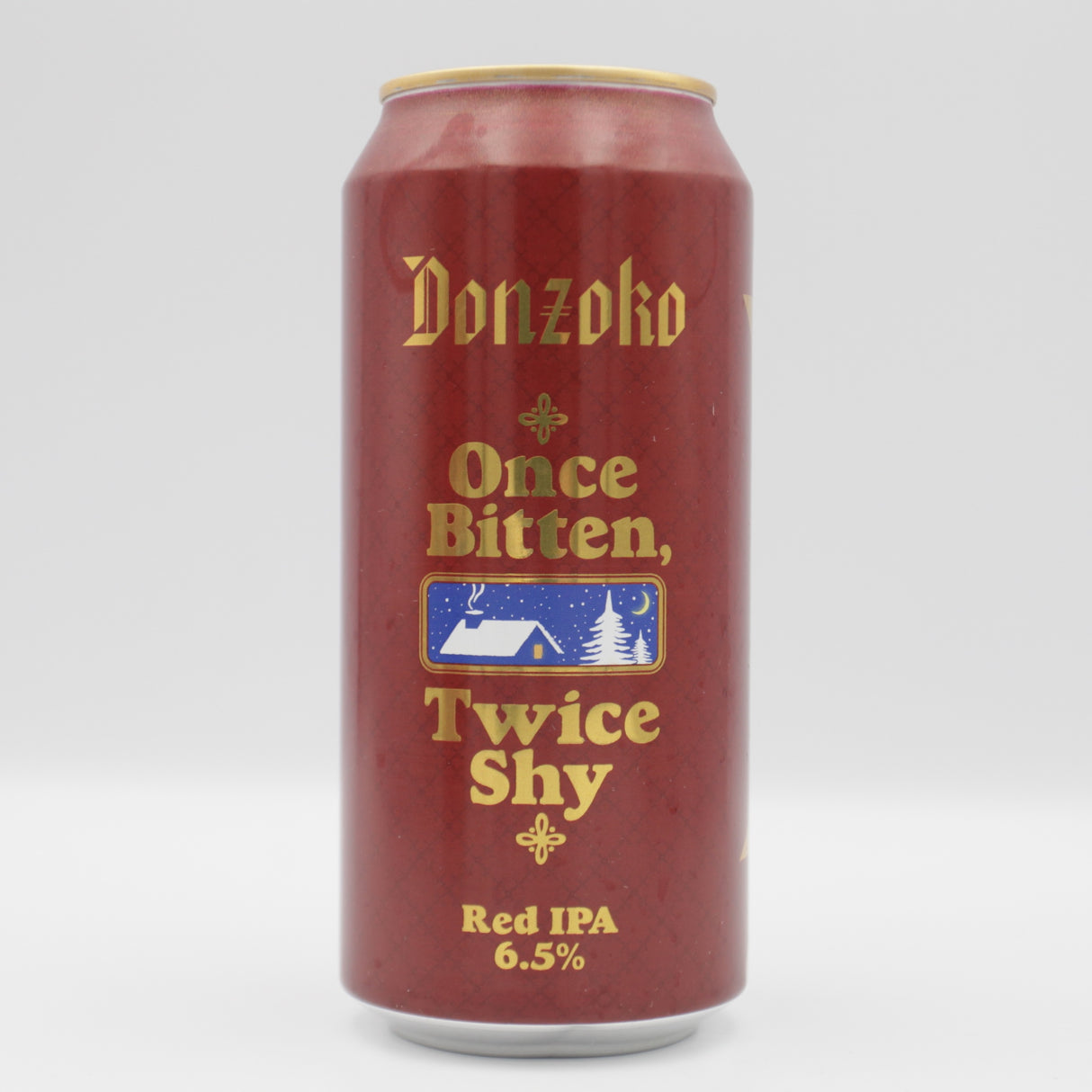 This is a can of Donzoko - Once Bitten, Twice Shy - 6.5% (440ml). It is a IPA craft beer available to buy from Ghost Whale, voted London's best craft beer shop.