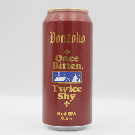 This is a can of Donzoko - Once Bitten, Twice Shy - 6.5% (440ml). It is a IPA craft beer available to buy from Ghost Whale, voted London's best craft beer shop.