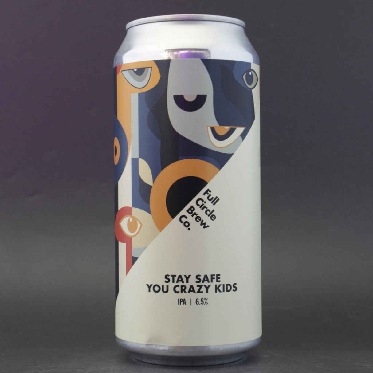 This is a can of Full Circle Brew Co - Stay Safe You Crazy Kids - 6.5% (440ml). It is a IPA craft beer available to buy from Ghost Whale, voted London's best craft beer shop.