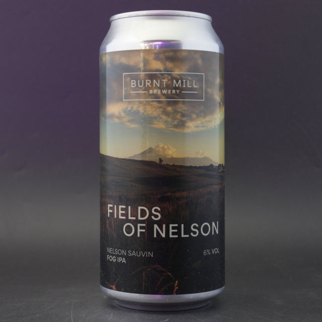 This is a can of Burnt Mill - Fields Of Nelson - 6% (440ml). It is a IPA craft beer available to buy from Ghost Whale, voted London's best craft beer shop.