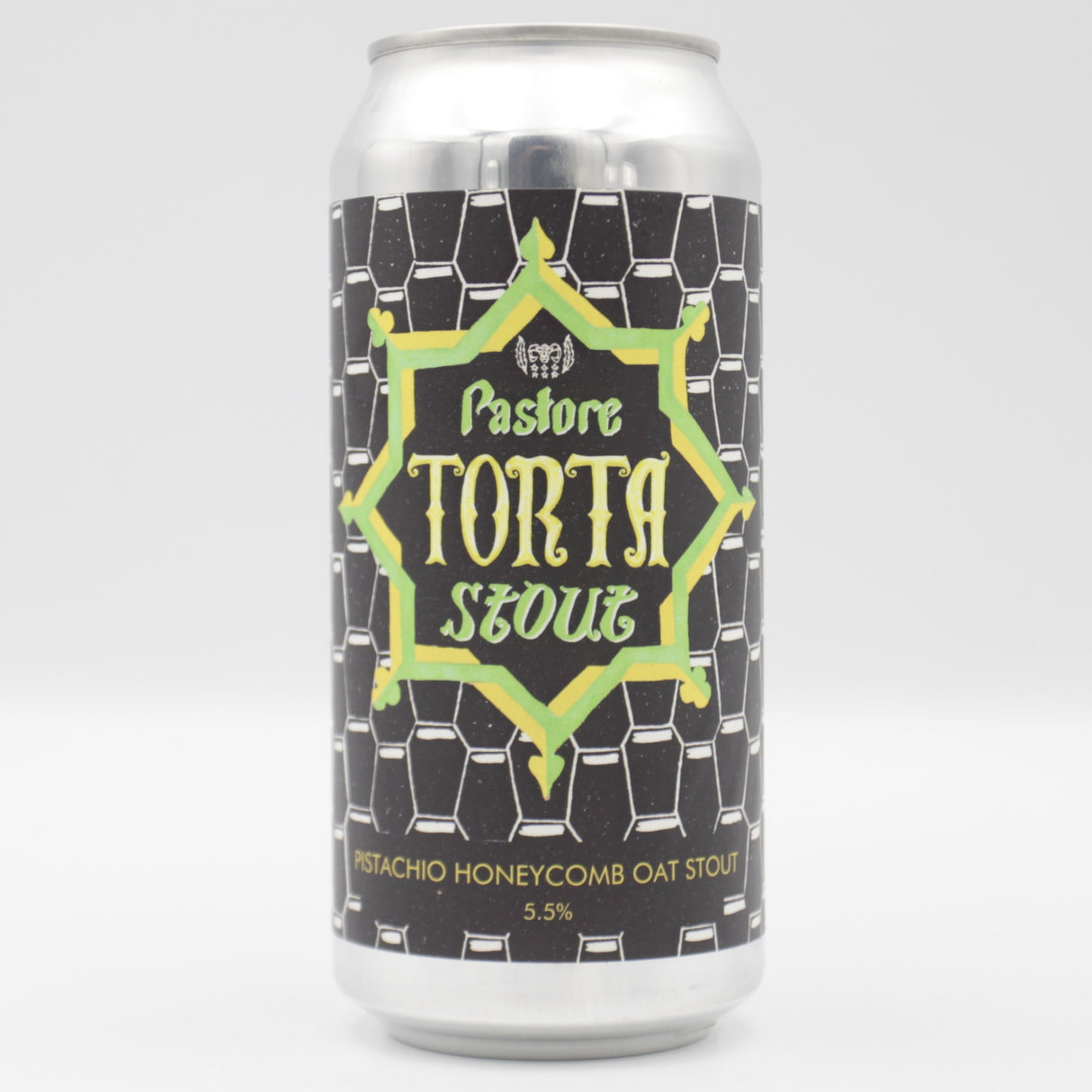 This is a can of Pastore - Torta Pistachio & Honeycomb - 5.5% (440ml). It is a Stout / Porter craft beer available to buy from Ghost Whale, voted London's best craft beer shop.
