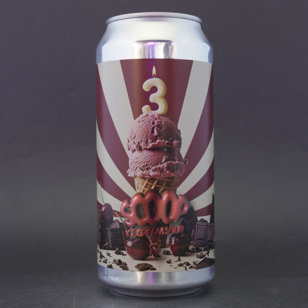 This is a can of Azvex - Scoop: Chocolate & Cherry - 6% (440ml). It is a Sour craft beer available to buy from Ghost Whale, voted London's best craft beer shop.