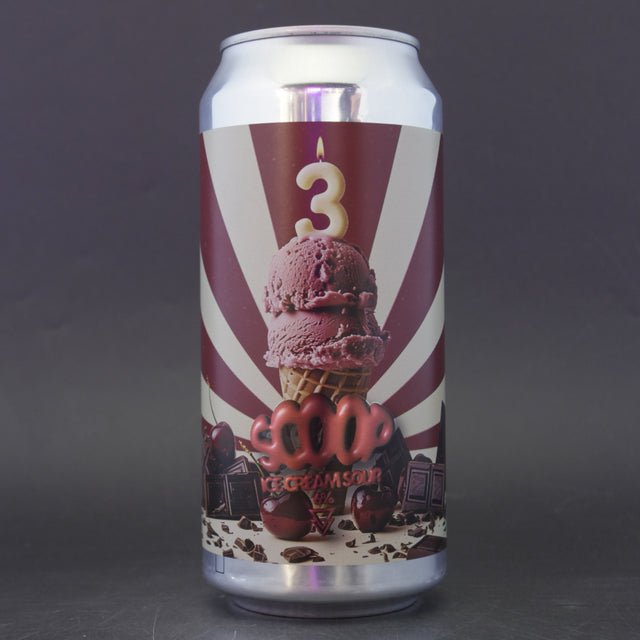 This is a can of Azvex - Scoop: Chocolate & Cherry - 6% (440ml). It is a Sour craft beer available to buy from Ghost Whale, voted London's best craft beer shop.