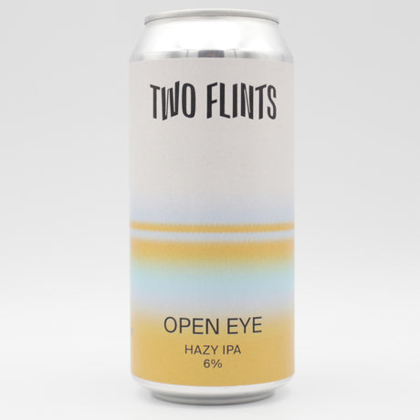This is a can of Two Flints - Open Eye - 6% (440ml). It is a IPA craft beer available to buy from Ghost Whale, voted London's best craft beer shop.