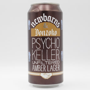 This is a can of Donzoko / Newbarns - Psycho Keller - 5.3% (440ml). It is a Lager / Pilsner / Kölsch craft beer available to buy from Ghost Whale, voted London's best craft beer shop.