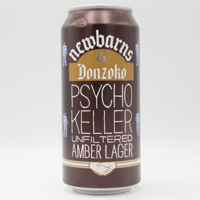 This is a can of Donzoko / Newbarns - Psycho Keller - 5.3% (440ml). It is a Lager / Pilsner / Kölsch craft beer available to buy from Ghost Whale, voted London's best craft beer shop.